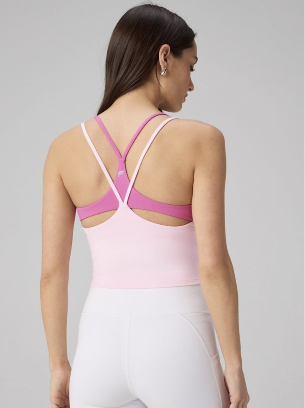 Fabletics Two-Tone Pink Strappy Built-In Bra Tank